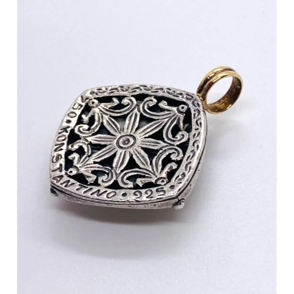 Konstantino 18K Gold Sterling Silver & Pink Stone Pendant Enhancer - Picture 5 of 7